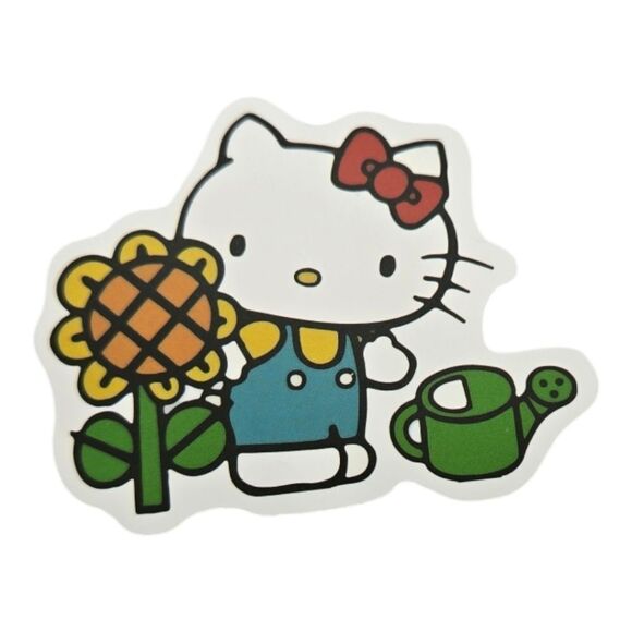 Hello Kitty Sticker Self-Adhesive Laptop Water Bottle White Cat Bow Gardening - Picture 2 of 5
